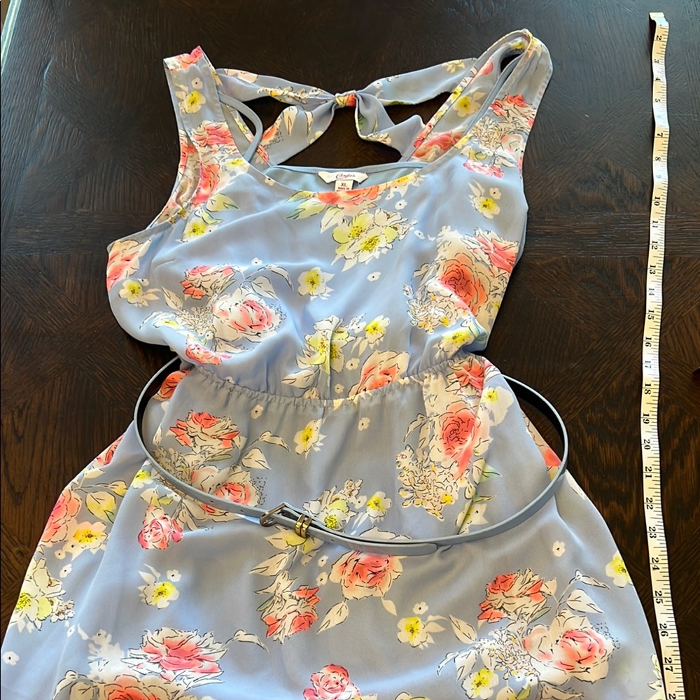 Floral Sleeveless Dress with Belt
